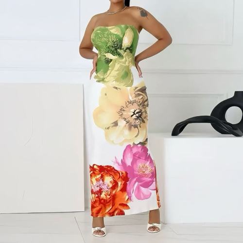 Floral Print Sleeveless Maxi Dress