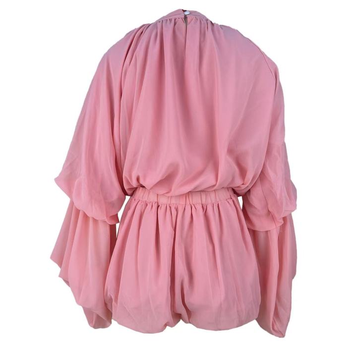 Chiffon Long Sleeve 2 Piece Shorts Set