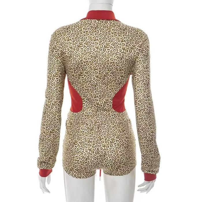 Leopard Long Sleeve 2 Piece Tracksuit Set
