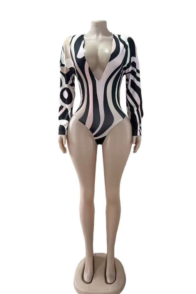 Deep V Long Sleeve 2 Piece Shorts Set