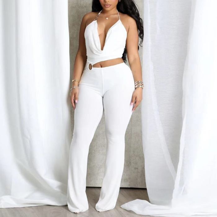 plunge neck romper, halter one piece jumpsuit, womens black wide leg jumpsuit