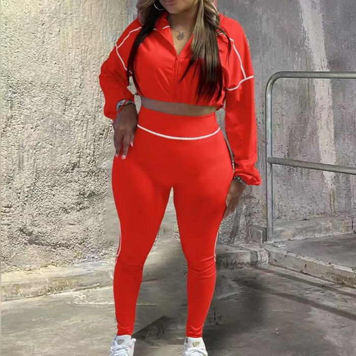 cropped tracksuit set womens, two piece sets sweatsuit, two piece tracksuit set