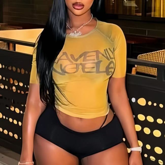 Graphic Mesh Top 