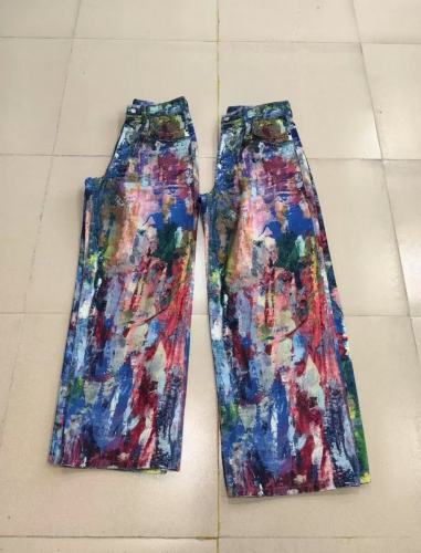 Graffiti Wide Leg Straight Jeans