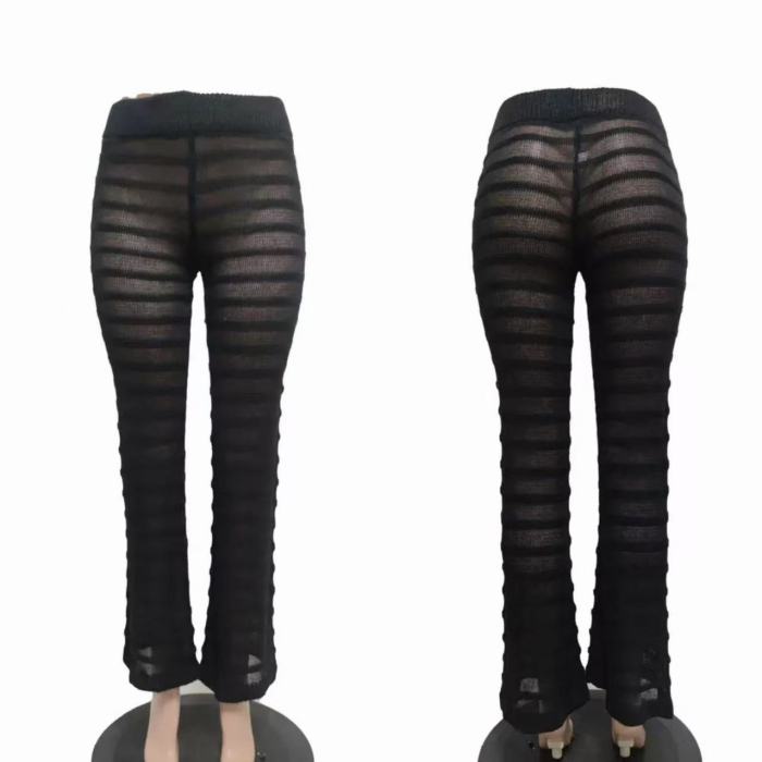 black knit trousers, straight leg knit pants, wide leg knit trousers