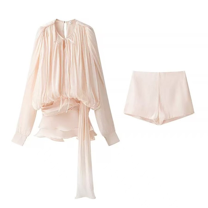 Elegant Silky Mini Dress With Shorts 