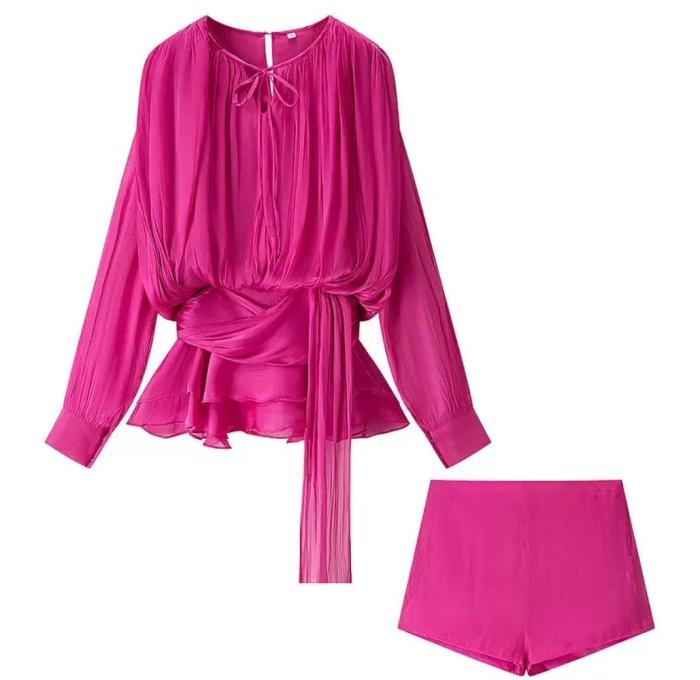 Elegant Silky Mini Dress With Shorts 