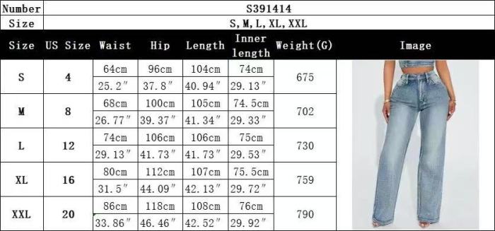 Rhinestone Studded Straight Jeans Low Stretch