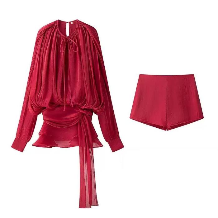 Elegant Silky Mini Dress With Shorts 