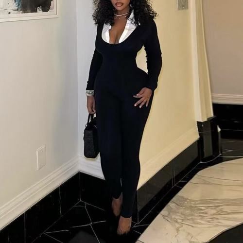 Black One Piece Casual Jumpsuit 