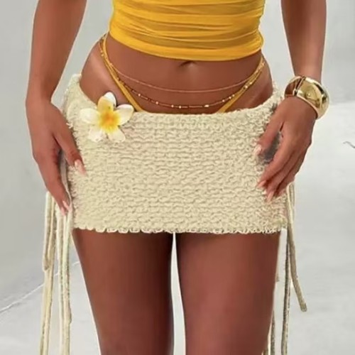 Fluffy Mini Skirt With Tassel