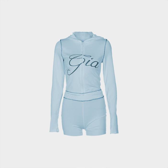 Hoodie Cardigan 2 Piece Shorts Set 