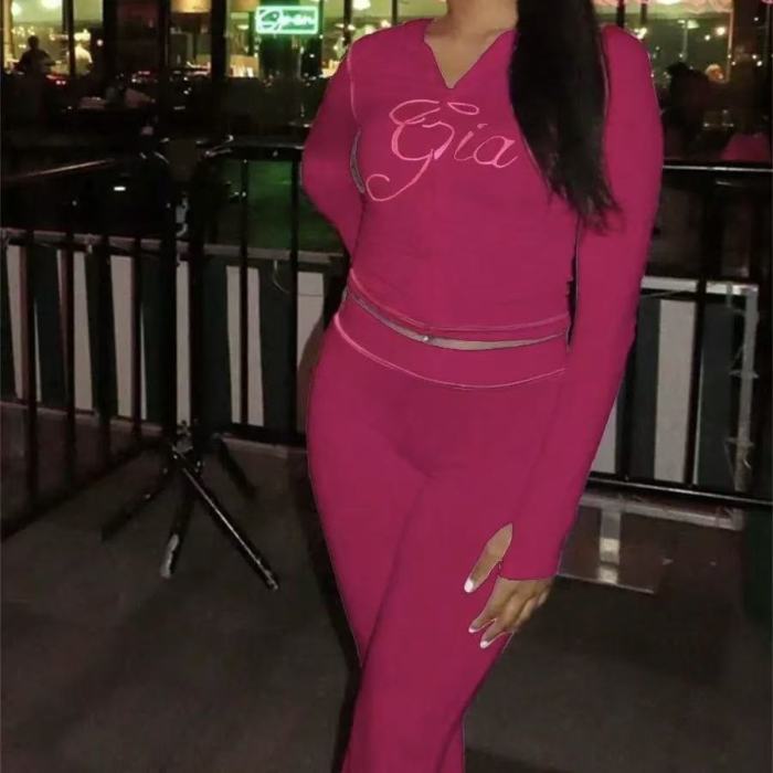 Gia Solid Color Flares Tracksuit Set