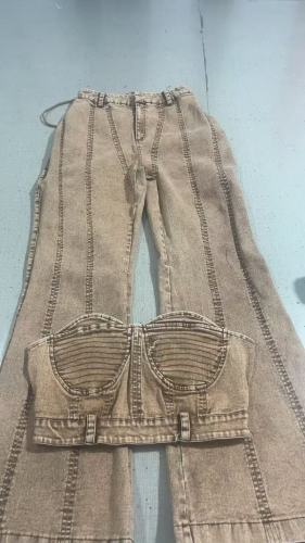 Denim Tube Top 2 Piece Jeans Set 