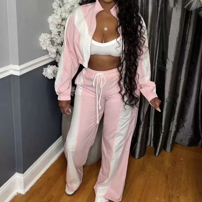 Crop Jacket 2 Piece Pants Set