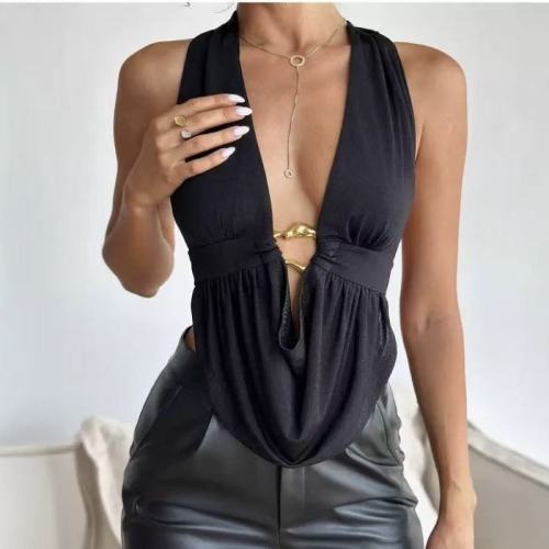 Plunge Neck Halter Top 