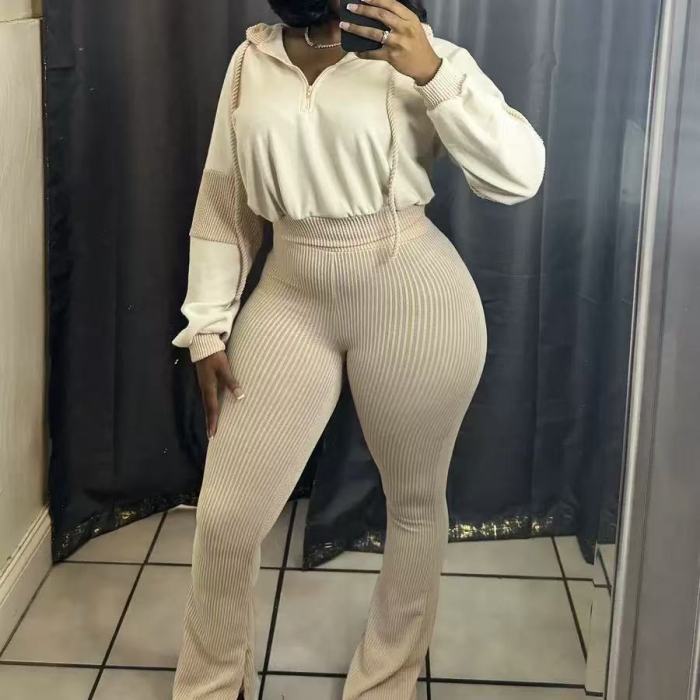 Fall Crop Hoodie 2 Piece Flares Set