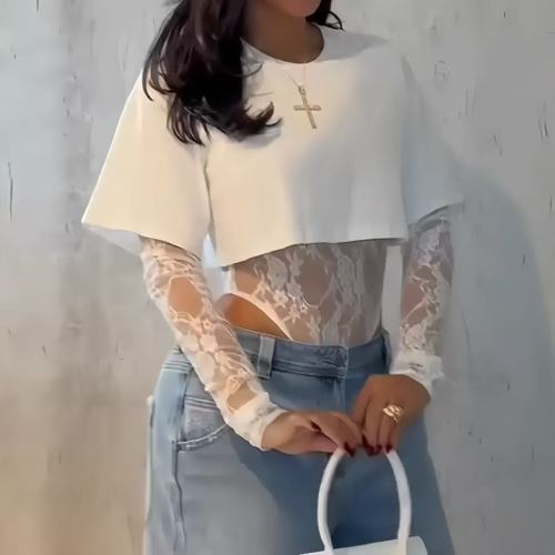 Long Sleeve Lace Jumpsuit Top 