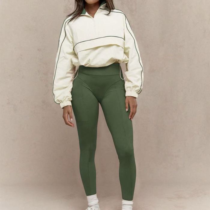 Long Sleeve Crop Top Yoga Pants Set