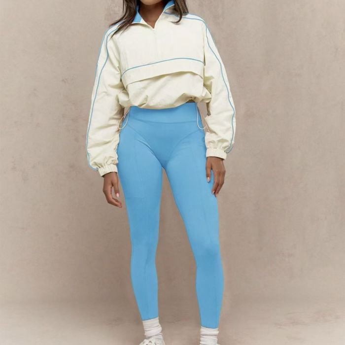 Long Sleeve Crop Top Yoga Pants Set
