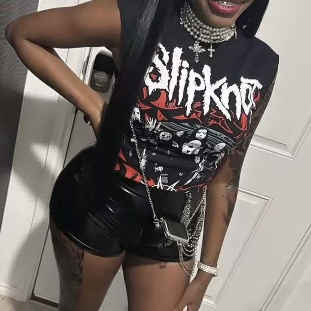 Trendy Print Vest Tee Shirt