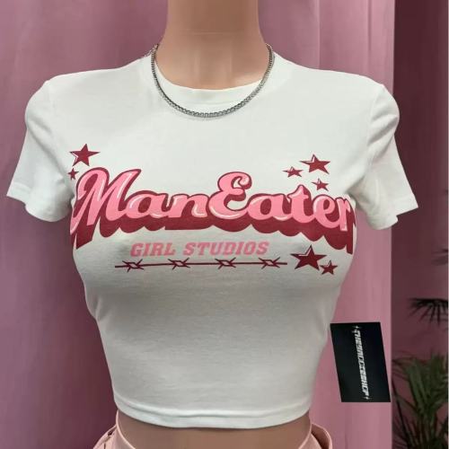 White Graphic Crop Top Tee Shirt