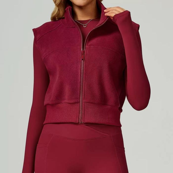 3 Piece Crop Vest Jacket Yoga Pants Set