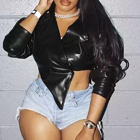 Burgundy Leather Crop Jacket