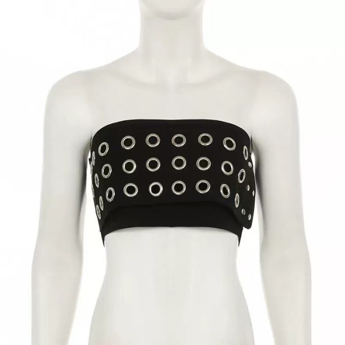 Leather Tube Top 2 Piece Shorts Set