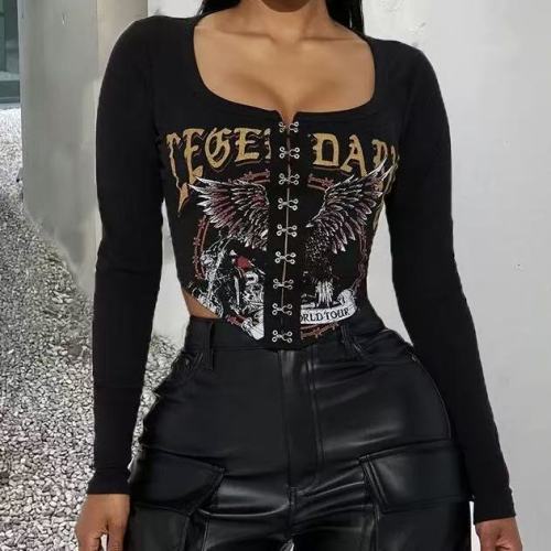 Black Long Sleeve Crop Top 