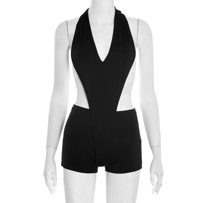 Halter Deep V One Piece Jumpsuit