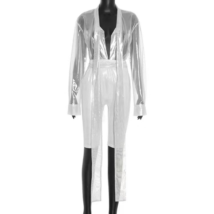 See Through Top 2 Piece Cropped Pants Set