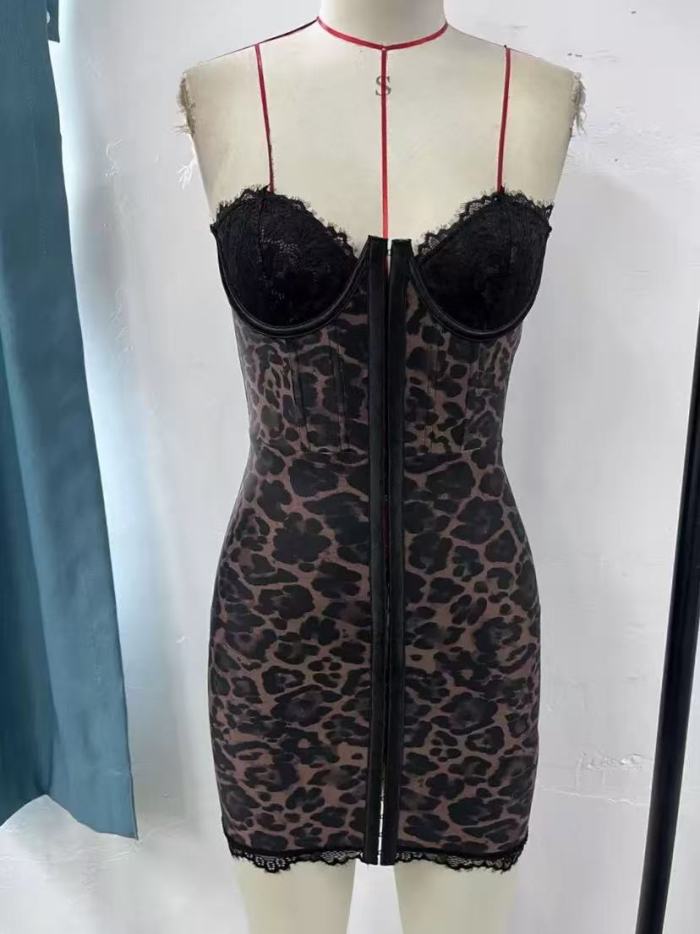 Leopard Bodycon Tube Mini Dress