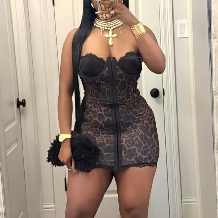 Leopard Bodycon Tube Mini Dress