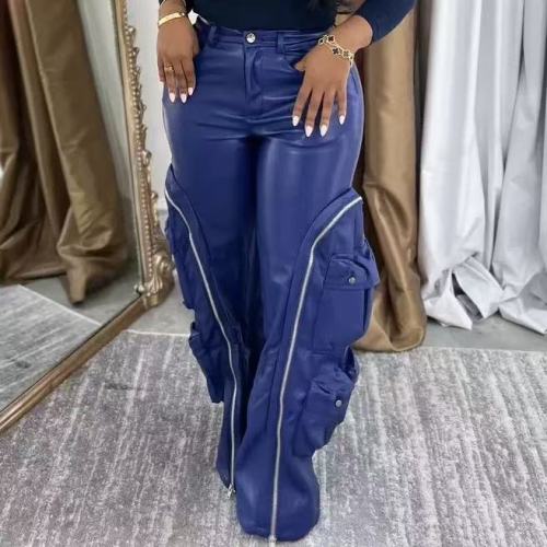 Leather Wide Cargo Pants