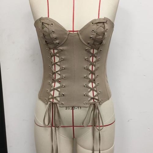 Khaki Lace Up Tube Top