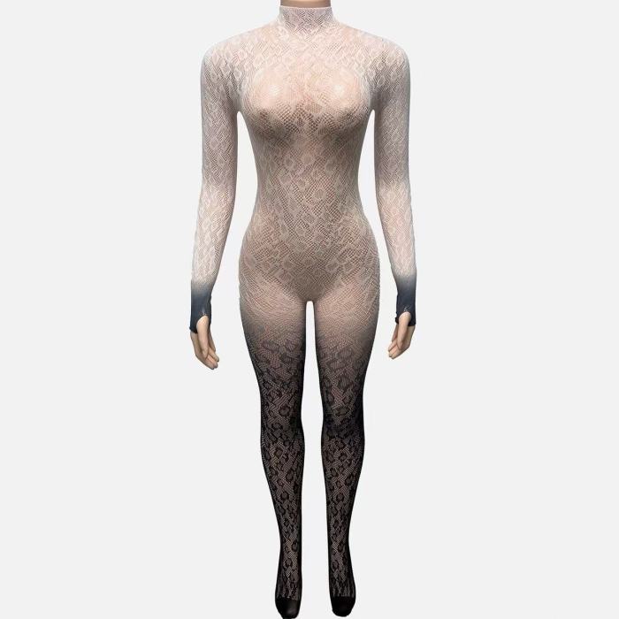 Gradient Mesh One Piece Jumpsuit 