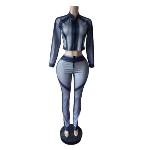 Grey Crop Top 2 Piece Set 