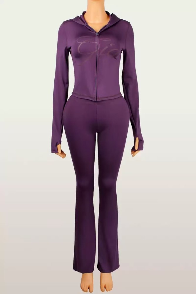 Gia Solid Color Flares Tracksuit Set
