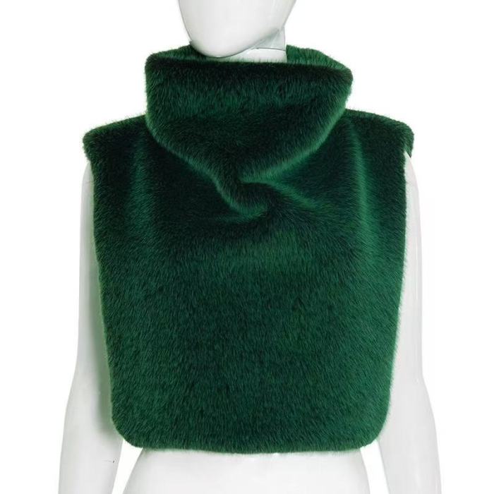 High Neck Fur Vest Top