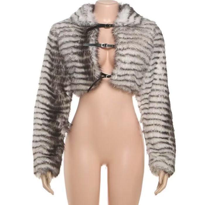 Long Sleeve Fur Crop Jacket 