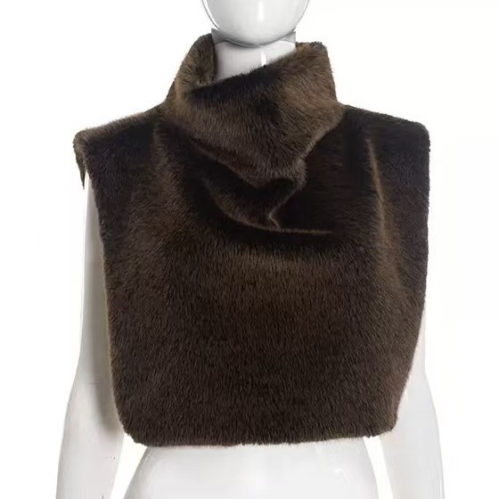 High Neck Fur Vest Top