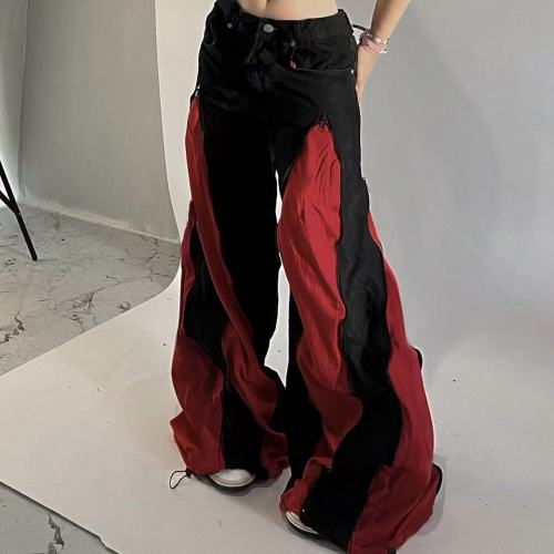 Denim Patchwork Zipper Pants