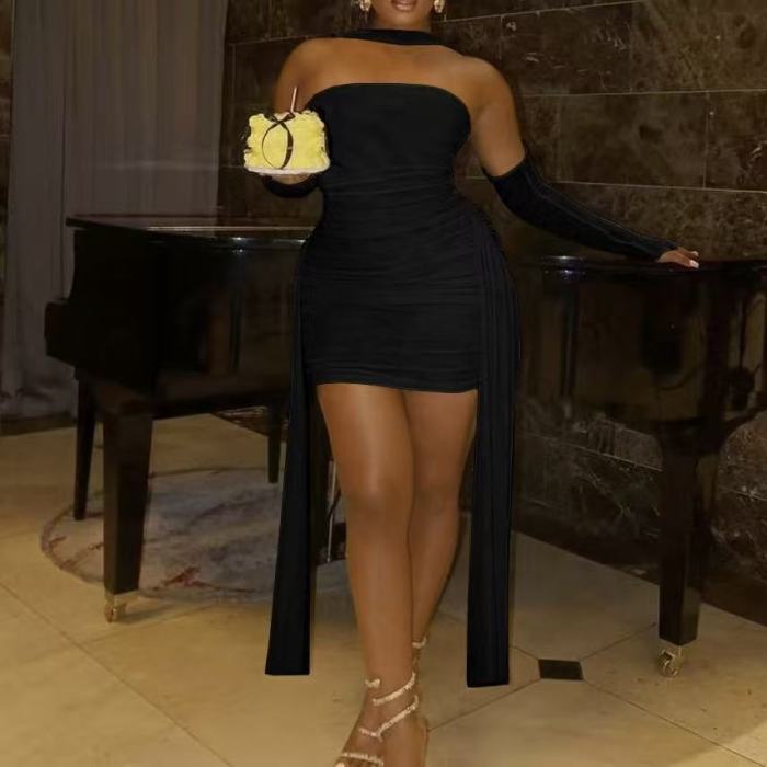 Elegant Mesh Tube Mini Dress