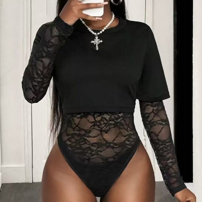 Long Sleeve Lace Jumpsuit Top