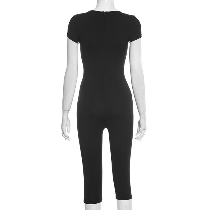 Deep V  One Piece Cropped Jumpsuit