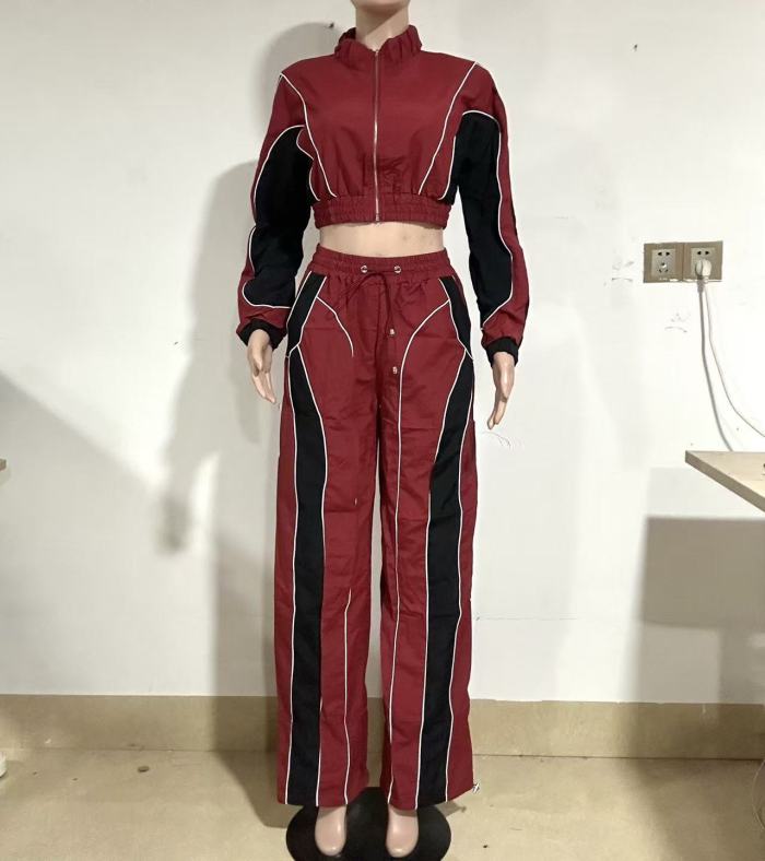 Windbreak Crop Jacket With Pants Set 