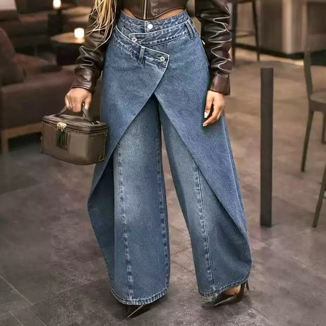 Irregular Wide Leg Jeans