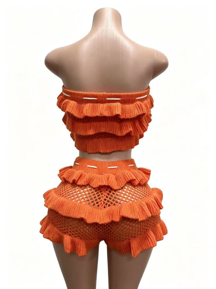 Knitted Tube Top With Shorts Set