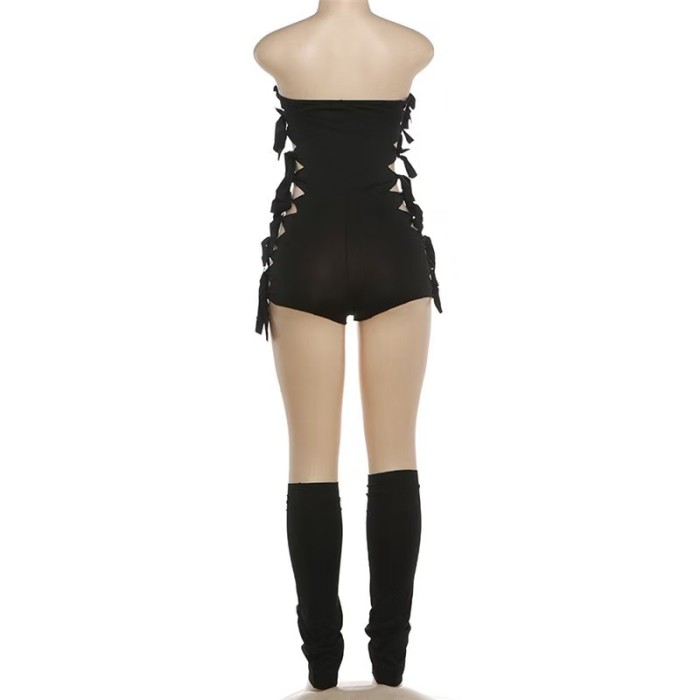 Lace Up Tube Jumpsuit 
